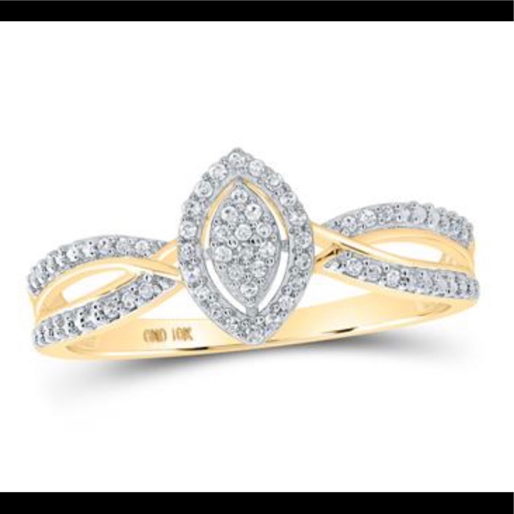 10k solid gold real diamond marquis engagement ring, not plated, free appraisal
